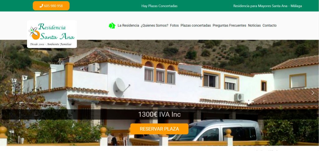 Pagina web residencia ancianos Malaga